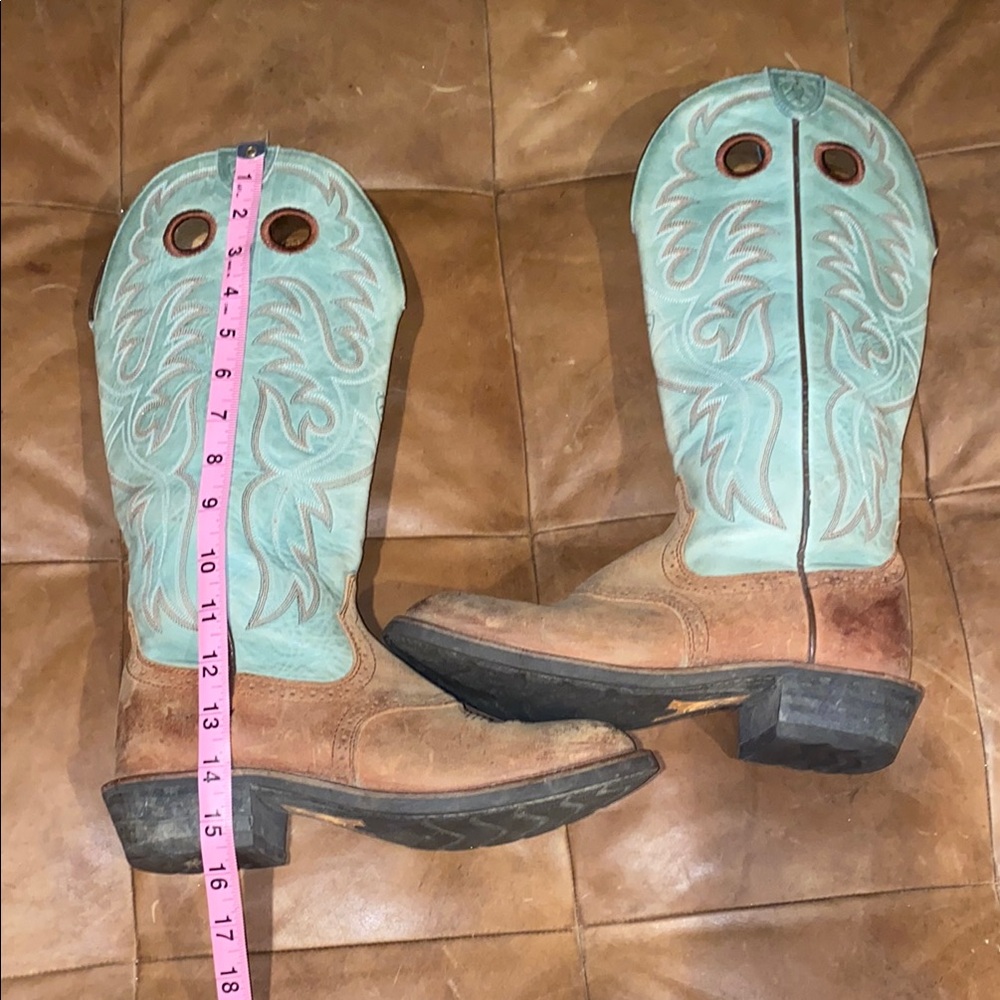 Ariat Turquoise and Brown Western Boots size 9.5